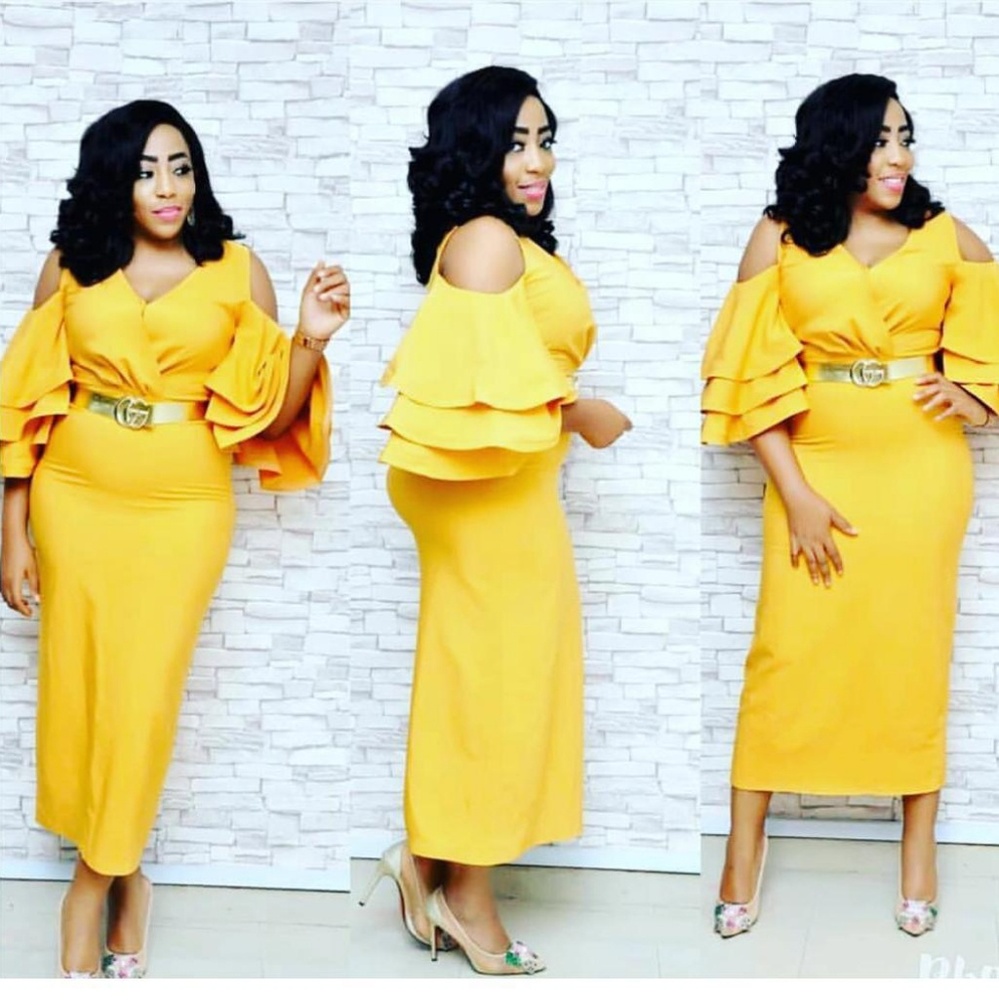 Mustard yellow mid dress